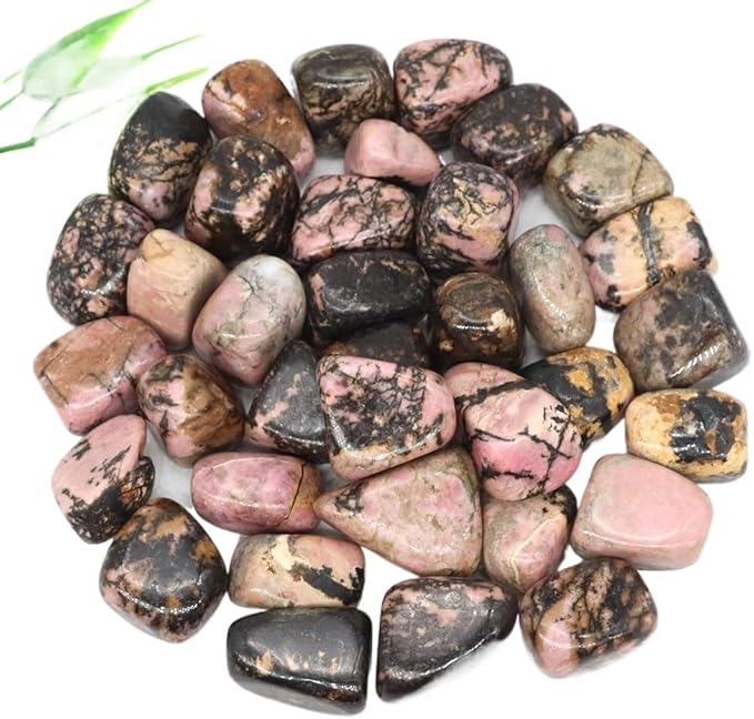 Natural Tumbled Stones Bulk Ore Gravel Specimen Healing Crystals Quartz Energy Minerals Tank Aquarium Home Decor Gem Decoration (Color : Pink Balck Rhodonite, Size : 500g)