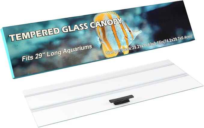 29.21x11.69 x0.16in Clear Tempered Glass Canopy,Aquarium Fish Tank Hoods FITS for Most 20Long/29 Gallon Fish Tanks (Aqueon, Marine Land & Perfecto)