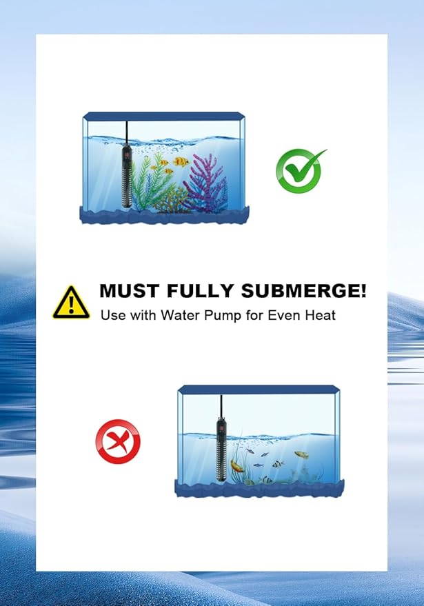 200W Aquarium Heater, Adjustable Thermostat Fish Tank Heater | Auto Shut-Off, Explosion-Proof for Fresh & Saltwater