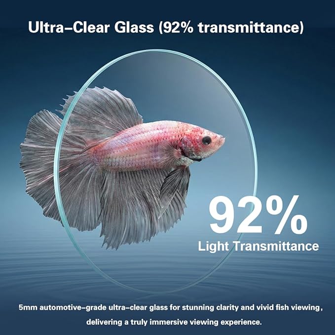 Fish Tank Kit,2.2 Gallon Small Aquarium,Ultra-Clear Nano Aquarium,Betta Fish Tank,Small Fish Tank,Aquarium Starter kit with Light,Filter,Pine Skin Stone,Sand and Artificial Plants