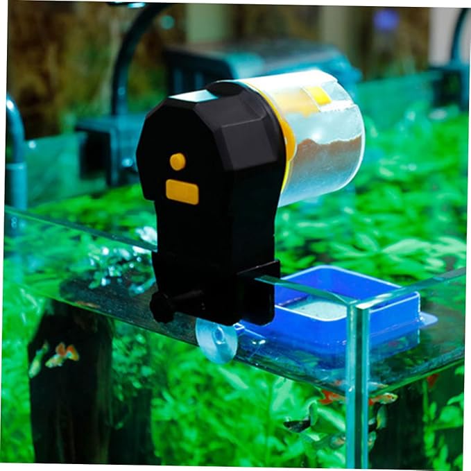 Happyyami 1set Automatic Fish Feeder Adjustable Timer for Aquariums Vacation Fish Dispenser for Betta More Suitable for Pellet Stick Flake Food No Batteries Required