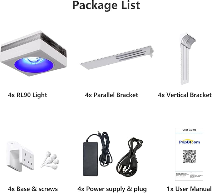 PopBloom RL90 iOS/Android App Control Saltwater Reef Aquarium Light 72 inch Aquarium LED WiFi Lights LED Coral Reef Lighting for 180-220cm Tank