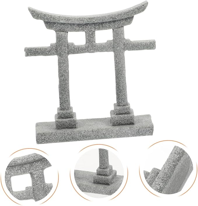 LIOOBO Landscape Zen Style Craft Torii Sculpture for Aquarium and Sand Table Decor
