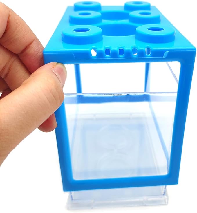 0.25 Gal Blue Stackable Mini Fish Tank Kit | Desktop Aquarium with Gravel & Plastic Plants Resin Decorations | Sea Monkeys Kit for Aquarium Enthusiasts