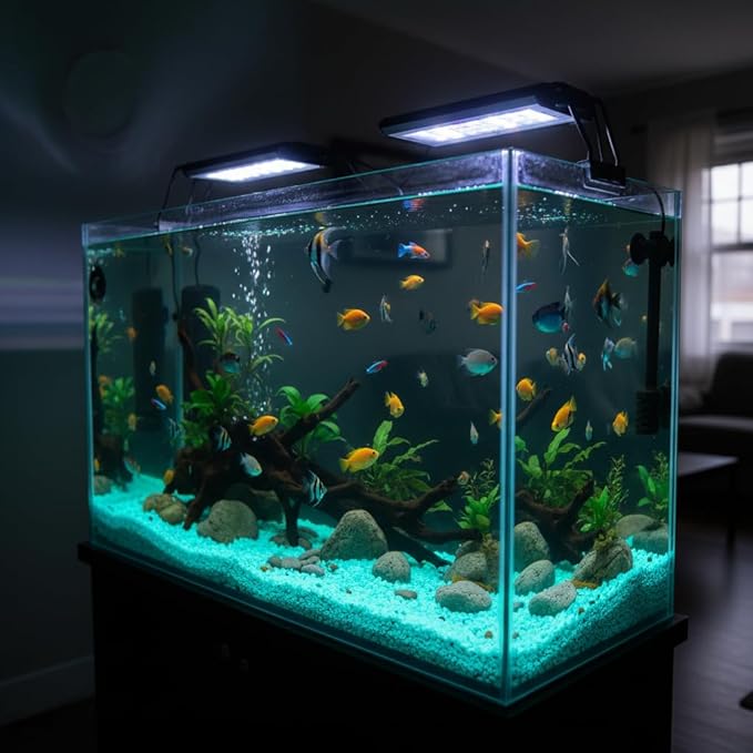 Shiny Stone Glow in The Dark Aquarium Neon Gravel Sand, Decorative Rocks for Fish Tank and Fairy Garden, Home Dec,305g/0.67lbs (3-5mm, Blue Green)