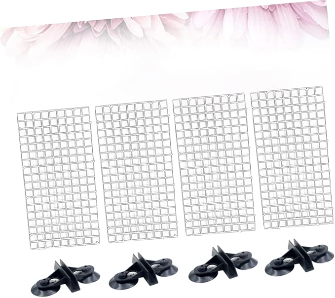 4 Pcs Aquarium Divider Tray Plastic Grid Aquarium Egg Crate, Fish Tank Divider Bottom with 4 Pcs Sucker Clip