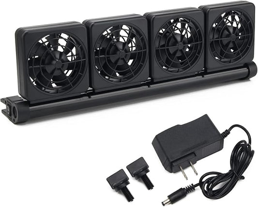 Aquarium Fan 2 3 4 Heads, Aquarium Chillers Cooling Fan Adjustable Fish Tank Cooling Fan with 2 Wind Speed Fan for Water Tank, Aquarium Tank Chiller (4 Head)