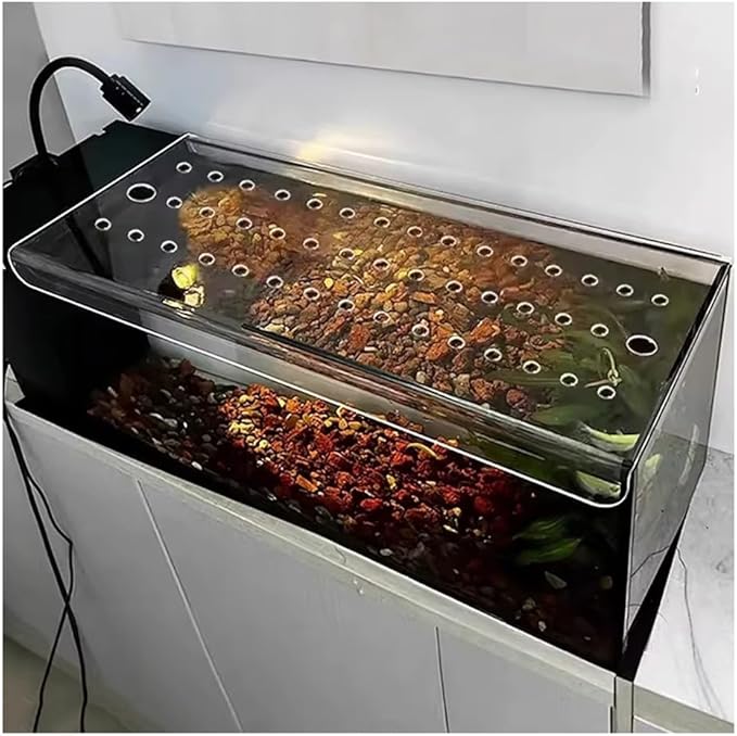 Rygcrud Custom Square Aquarium Hood with Feeding Port, Fish Tank Lid Cover Anti-Jumping, Acrylic Panel to Avoiding Cat Catching Fish(51x21.5cm)