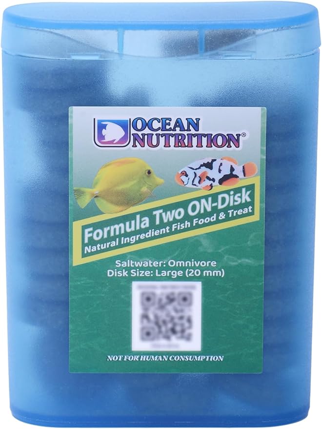 Ocean Nutrition Fish Food Formula Two On-Disk - All-Natural Fish Food for Saltwater Omnivore, Tangs, Angels, Clownfish, Pygmy Angelfish, High Protein (36%), 2.1 oz (60 g), Large Size
