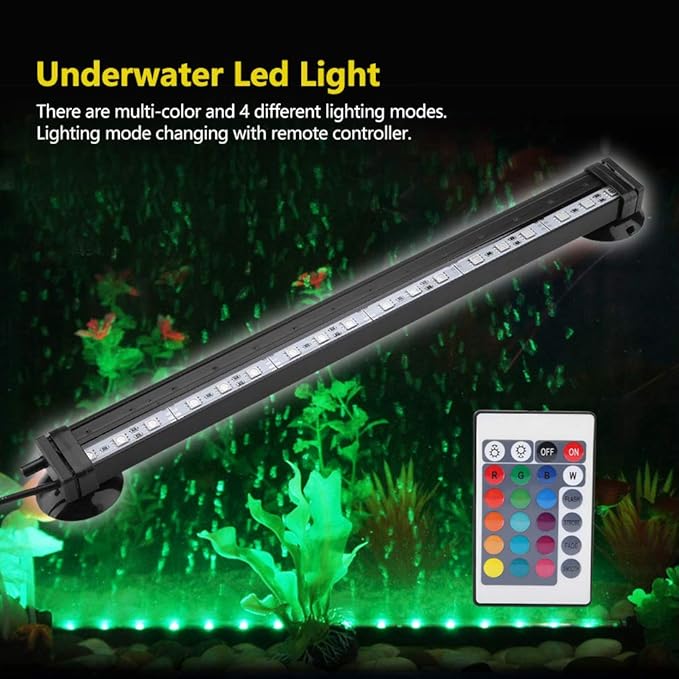 TOPINCN LED Aquarium Light Fish Bubble Light Underwater Led Light with Remote Control + Manual Color Change - Highlight Colorful Aquarium Light Kit(US Plug)(31cm)