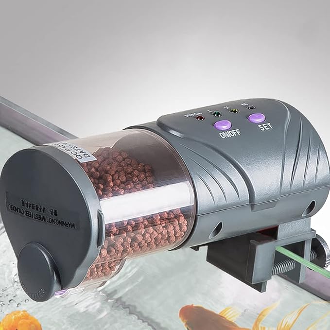Intelligent Automatic Fish Feeder with Timing Function, Large Capacity Dry Food Bucket - Adjustable 12 / 24h Feeding, Easy Installation for Aquarium Fish Tanks