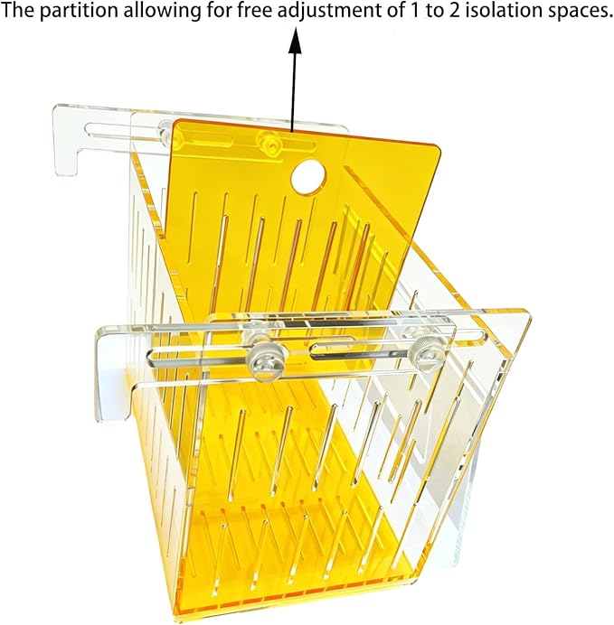Large Acclimation Box for Saltwater Fish, Acrylic Hang on Back Breeder Box with Divider & Feeding Window, for Saltwater and Freshwater, 9.84 x 8.27 x 6.30 Inches