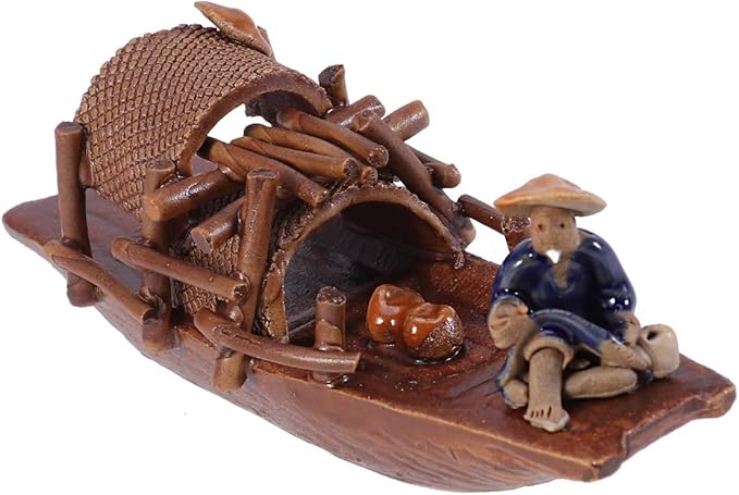 Aquarium Decorations Oriental Fish Tank Decor-Ceramics Boat Aquarium Ornament Oriental Fish Tank Decor