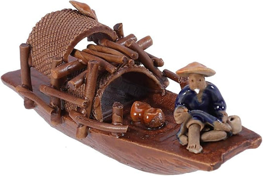 Aquarium Decorations Oriental Fish Tank Decor-Ceramics Boat Aquarium Ornament Oriental Fish Tank Decor