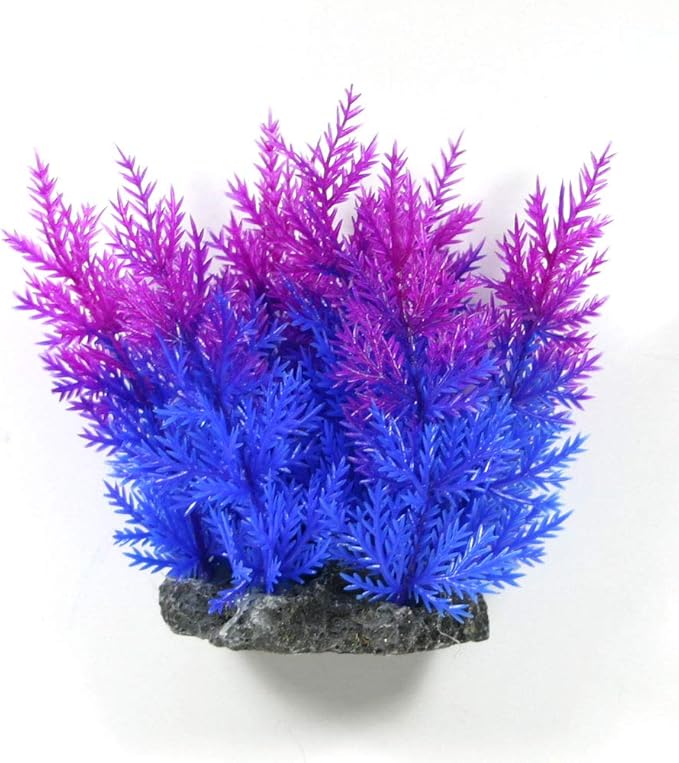 Aquarium Decor Plastic Plants Multicolor Artificial Plant (Pink/Blue #6-4.5" h)