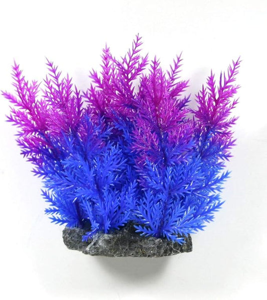 Aquarium Decor Plastic Plants Multicolor Artificial Plant (Pink/Blue #6-4.5" h)