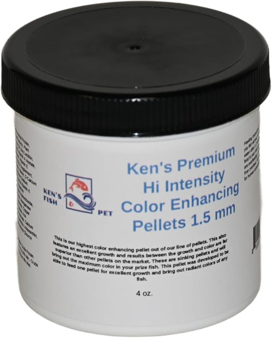 Ken's Fish & Pet Premium Hi Intensity Color Enhancing Pellets 1.5 mm (4 oz. Jar)