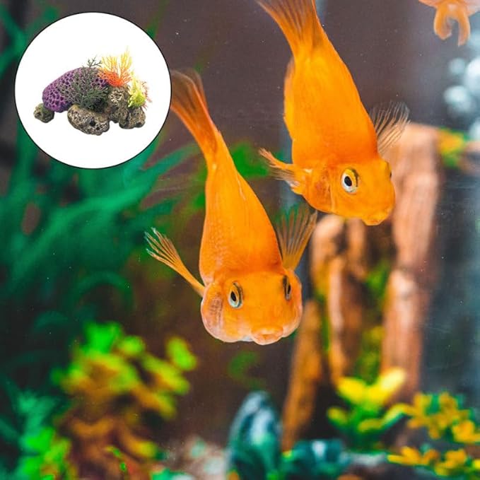 HANABASS Aquarium Turtle Coral Decor Simulation Resin Fish Tank Decoration 7.08X5.51X3.54In Realistic Coral Ornament for Aquatic Turtle and Fish Tank Landscaping