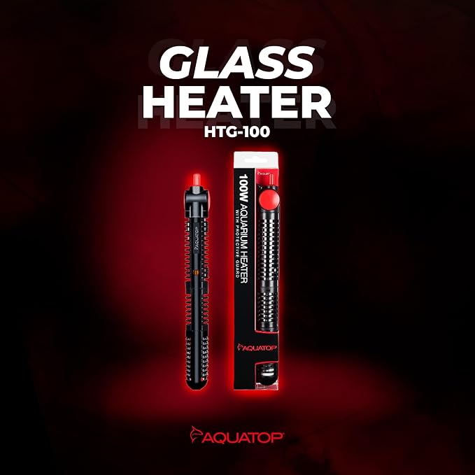 Aquatop 100W Premier Glass Heater with Guard – Submersible for Fish Tanks Up to 25 Gallons – 68-93°F Adjustable Temp – Fresh & Saltwater Use