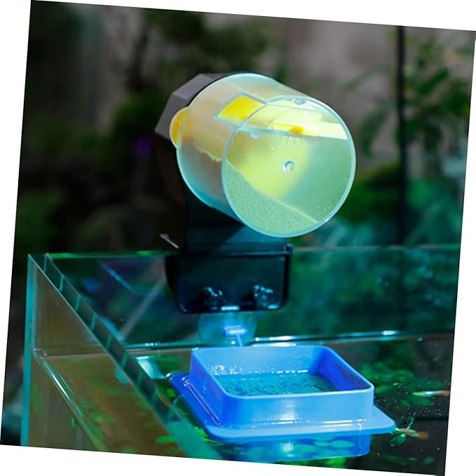1set Automatic Fish Feeder for Aquariums Timer Battery Operated Capacity Easy to Use for Vacation Feeding Compatible with Pellet and Flake Food
