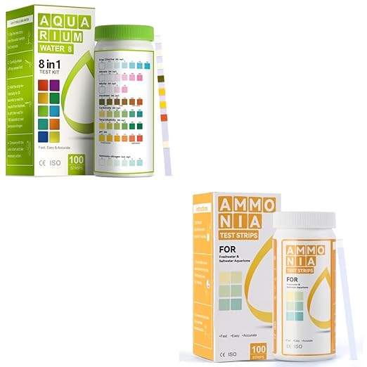 AAwipes Aquarium Test Strips 8-in-1 100PCS & Ammonia Test Strips 100PCS