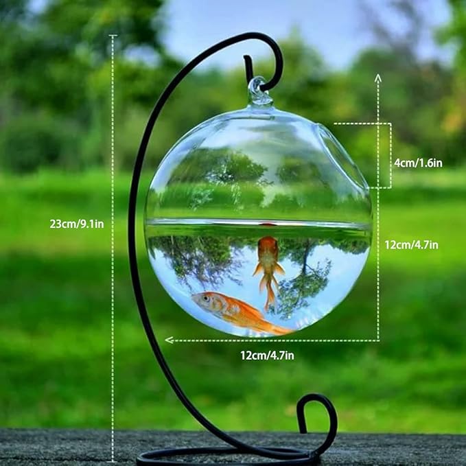 Spherical Glass Handmade Fish for Round Shape Hanging Glass Aquarium Fish Bowl Clear Plant Terrarium