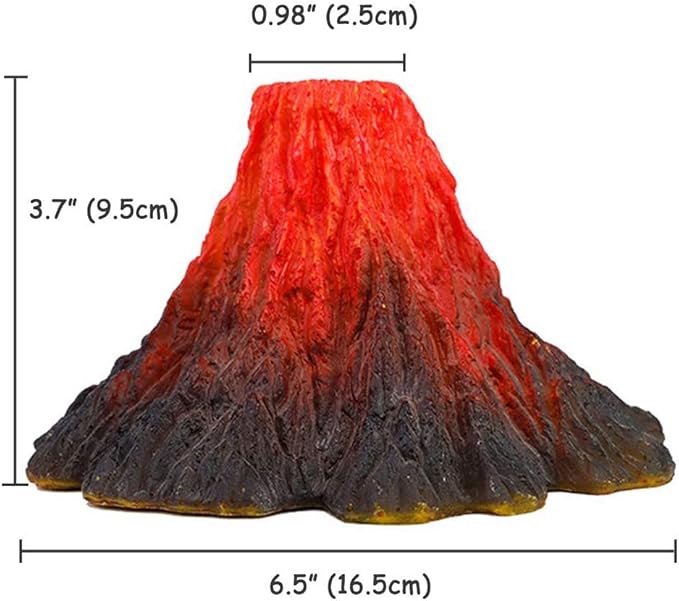 S-Lifeeling Tank Decoration Volcano Ornament Lava Explosion Look Aquarium Decorations with Multi-Color LED Spotlight for Fish Tank (M)