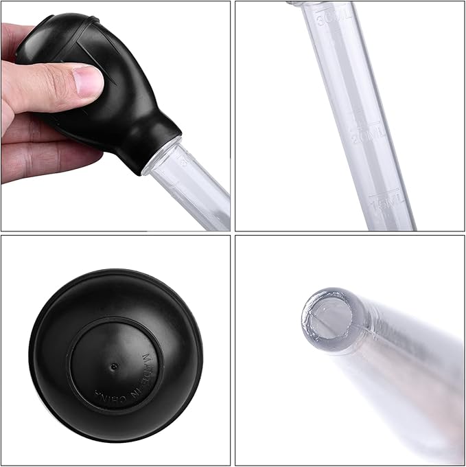 WEAVERBIRD Manual Fish Tank Water Changer Aquarium Dropper, 30ml Aquarium Clean Pipette Dropper, Fish Tank Cleaning Waste Remover, Aquarium Gravel Cleaning Straw, Black