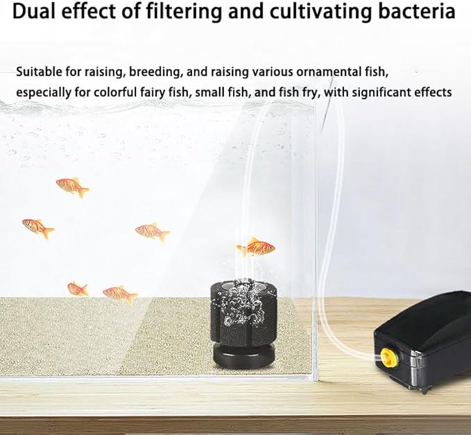 Aquarium Sponge Filter Fish Tank bio Biochemical Betta Shrimp Nano Filter with Airline Tubing (S up to 7Gal 2 Pcs)