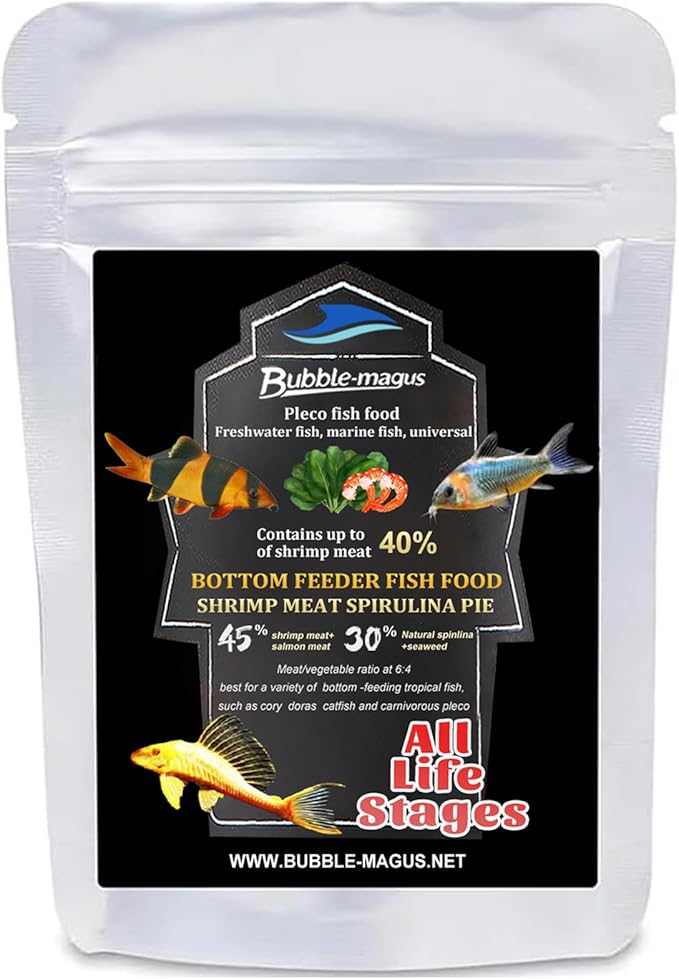 Bubble Magus Bottom Feeder Fish Food, Natural Prawns Meat, Seaweed Protein, Balanced Diet, for Catfish, Corydoras, Loaches, Large Tropical Fish (5 Ounce)