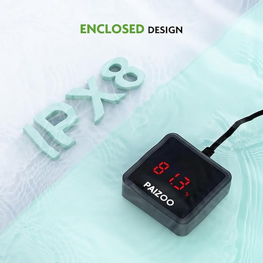 PAIZOO Aquarium Thermometer, LED Digital Thermometer for Fish Tank with USB Power, Highly Accurate Waterproof Temperature Gauge with Suction Cup and 6.5ft Power Cord for Saltwater and Freshwater