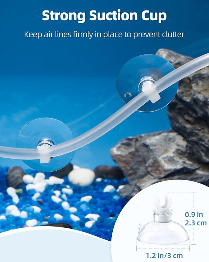 Pawfly Aquarium Tubing, 50 Feet Fish Tank Airline Tubing, Aquarium Air Pump Accessories Kit with Air Stones, Check Valves, Suction Cups, Air Control Valves and Connectors