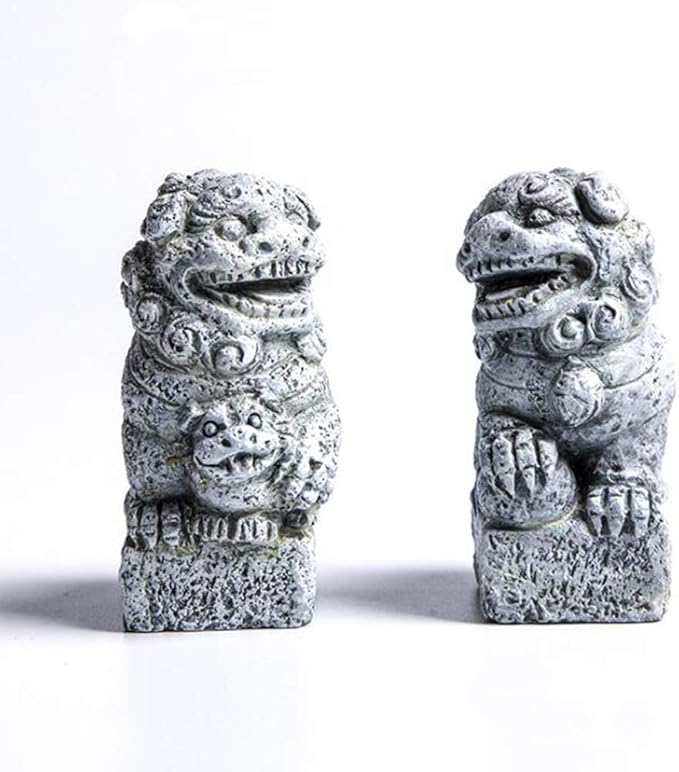 Fish Tank Decorations Aquarium Decoration Mini/Pair Size Ornaments Accessories Fish Hides Asian Garden FengShui Beast Dog Mini