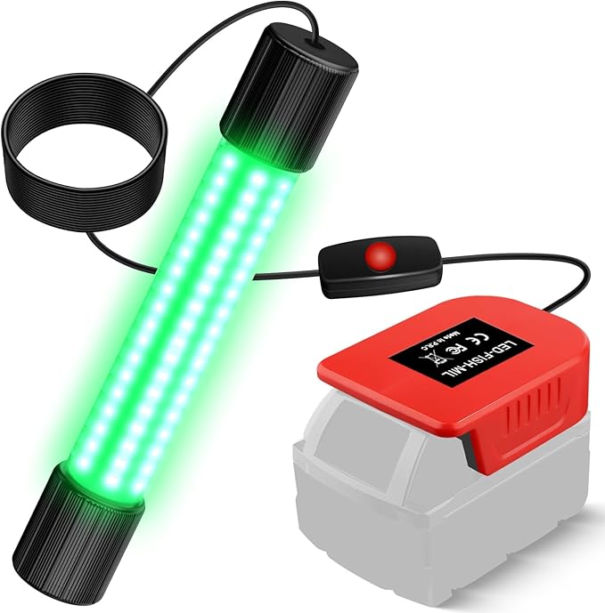 Underwater Fishing Green Light Compatible with Milwaukee M18 Battery,1300 Lumens, LED Light for IP68 Waterproof Submersible Fishing Light Attractants for Night Fishing, Docks, Boats, Kayaks