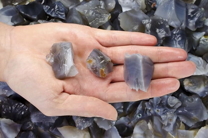 Fantasia Materials: 1 lb Grey Agate Rough Stones from India