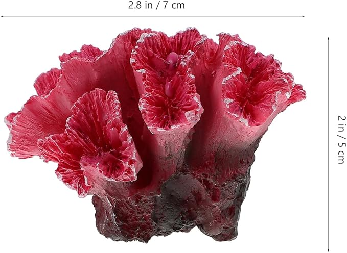 Ipetboom 2pcs Artificial Reef Coral Aquarium Decorations, Red Fish Tank Ornaments, Home Tank Decor Coral for Aquarium Landscape, 2.8x2 Inch