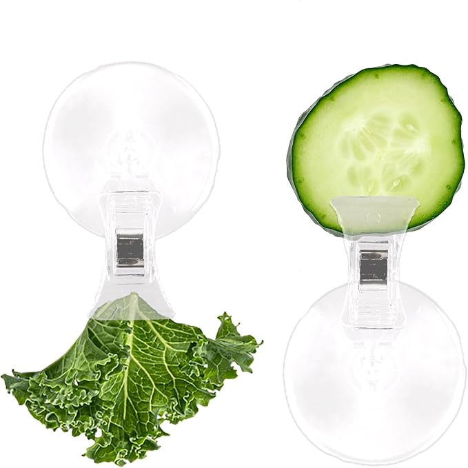 Veggie Clip Aquarium, Feeding Tool Suction Cup Clip, Seaweed Plant Suction Cup Clip, Clear Resin Suction Cups W/Clips, 1.73Inch 12 Pcs