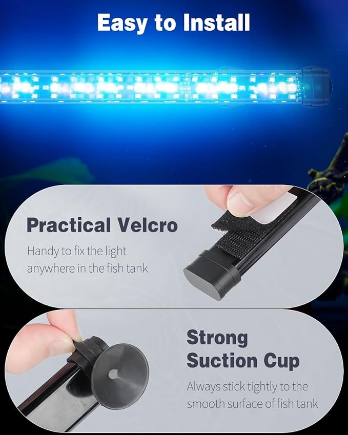 Pawfly 8 W Aquarium LED Light 16 Inch 24/7 Fish Tank Light with Full Spectrum IPX8 Waterproof Lights Multi-Colored LEDs with D/N Mode Single Color Effects Timer and Adjustable Brightness
