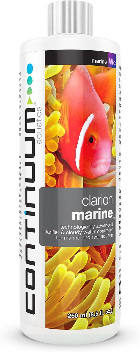 Continuum Aquatics Clarion Marine Water Clarifier for Saltwater Aquariums – Clears Cloudy Water Fast – Reef-Safe Formula – Enhances Filtration & Clarity, 250 ml