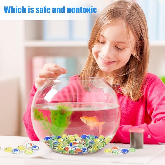 Flat Glass Marbles, 1Lb 0.75 Inch Glass Gems for Vase Filler, Crafts, Aquarium and Fish Tank Pebbles, Party Centerpieces, Floral Display