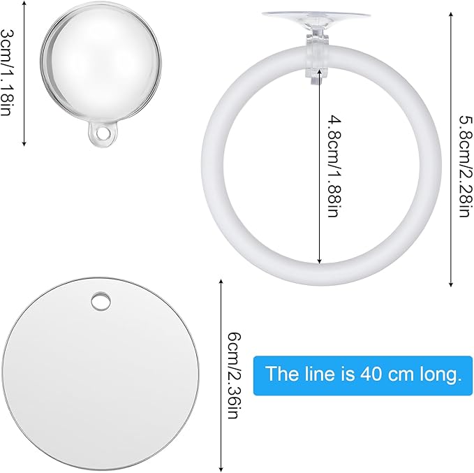 Xthrotsenk 2 Pcs Betta Enrichment Toys Beta Fish Toys for Tank Beta Exercise Ring Floating Mirror Set Fish Feeding Ring Bettas Tank Accessories for Aquarium