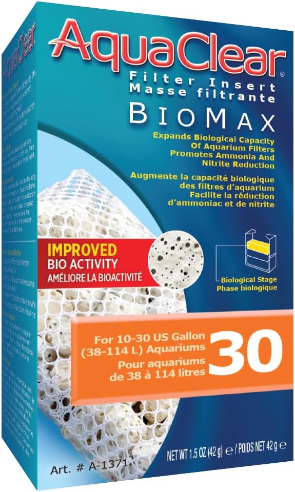 Aquaclear A1371 30-Gallon Biomax, 65g (2.3OZ) , White