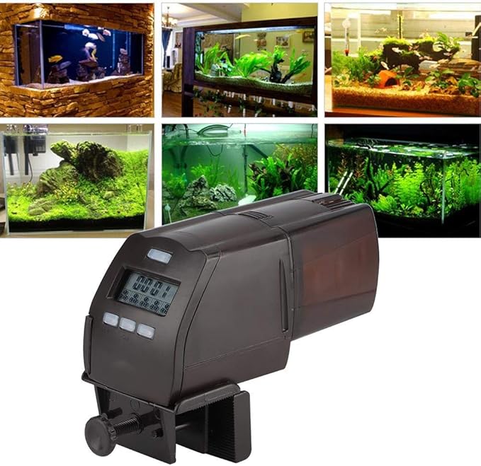 Aquarium Automatic Feeder Fish Food Feeder Intelligent LCD Electric Feeding Machine with Fixing Clip for Aquarium Fish