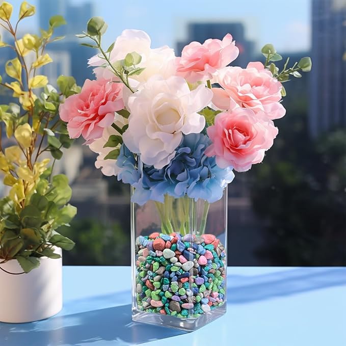 HappyFiller Colored Pea Gravel, Indoor Plants Succulent Cactus Topper Dressing Pebbles Fairy Garden Terrarium,Polished Mini Stones 3-5mm for Aquarium Fish Tank,Vase Filler,Resin Arts Crafts,0.88 LB