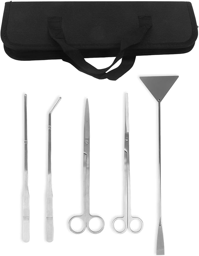 Gavigain 5 in 1 Aquarium Tool Kit, Stainless Steel Aquascaping Scissors, Tweezers, Sand Shovel, Ergonomic Grip, Rusts, for rs and Aquarium Enthusiasts
