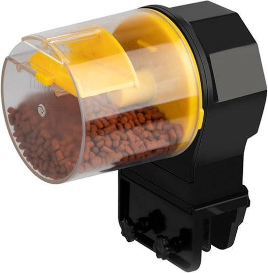 Yctze Fish Tank Automatic Feeder with Intelligent Timer, 210ml Large Capacity for Small Fish & Turtles (Yellow)