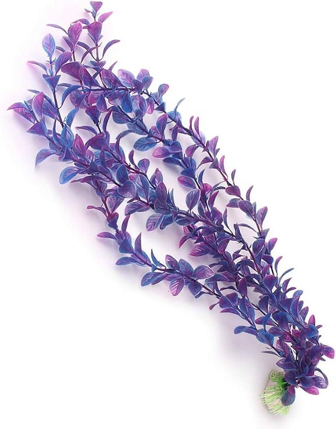 Artificial Aquarium Plants Decoration Plastic Water Ornament for Fish Tank Decor, 16Inch, Purple, 3PCS