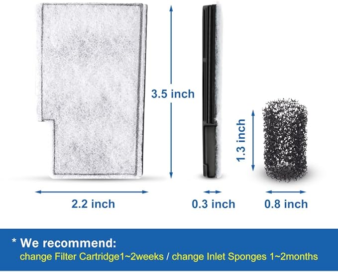 NV-03 HOB Slim Aquarium Filter Cartridges (12 pcs) with Inlet Sponges (4 pcs)
