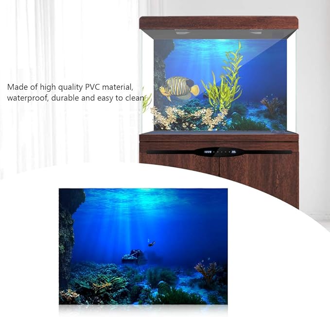 Huhushop Aquarium Background,HD Undersea Coral Reef Photo Wall Paper, Aquarium Fish Sea Mural,XXL Undersea Underwater World Wall Decoration (122x50cm)