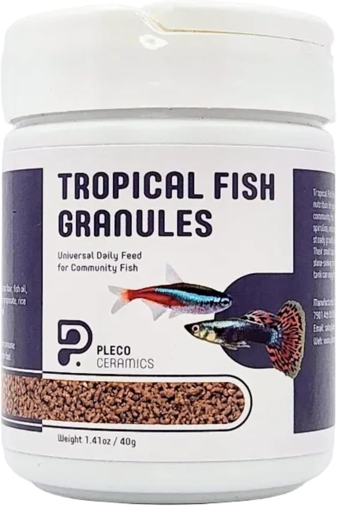 Plecoceramics Tropical Fish Granules Daily Community Fish Food for Aquarium Fish – Balanced Nutrition for Tropical Fish, Easy-to-Eat Sinking (Granules 1.41 oz / 40 g)